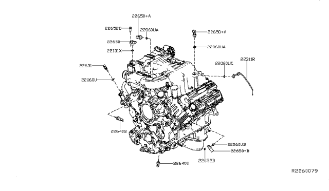 2019 Nissan Titan Exhaust Gas Temperature Sensor Diagram for 22640-EZ40A