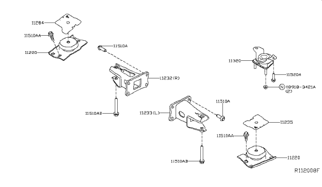 2017 Nissan Titan Engine & Transmission Mounting Diagram 8