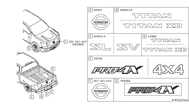 2017 Nissan Titan Emblem & Name Label Diagram 1