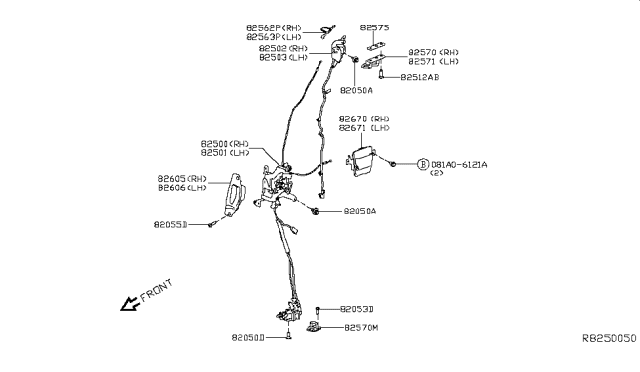 2017 Nissan Titan Rear Left Driver Door Lock Actuator Diagram for 82501-EZ00A