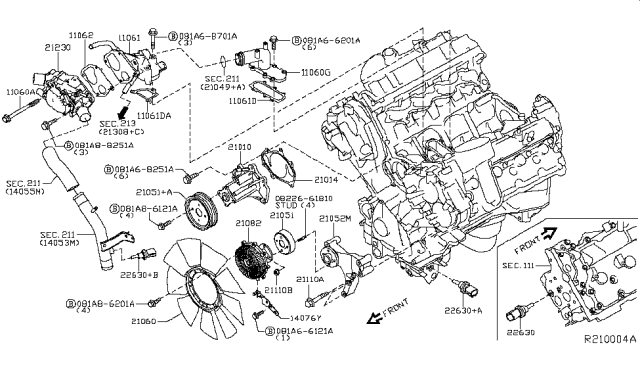 2018 Nissan Titan Water Pump, Cooling Fan & Thermostat Diagram 2