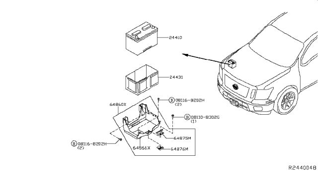 2019 Nissan Titan Bracket-Battery Diagram for 64866-7S000