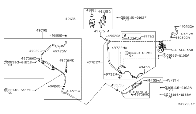 2018 Nissan Titan Bracket-Tube Diagram for 49730-8J11A