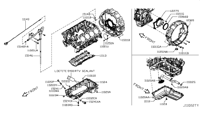 2016 Nissan Titan Cylinder Block & Oil Pan Diagram 2