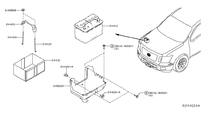 2018 Nissan Titan Bracket-Battery Diagram for 64860-7S000