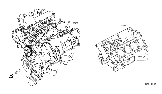 2018 Nissan Titan Bare & Short Engine Diagram 1