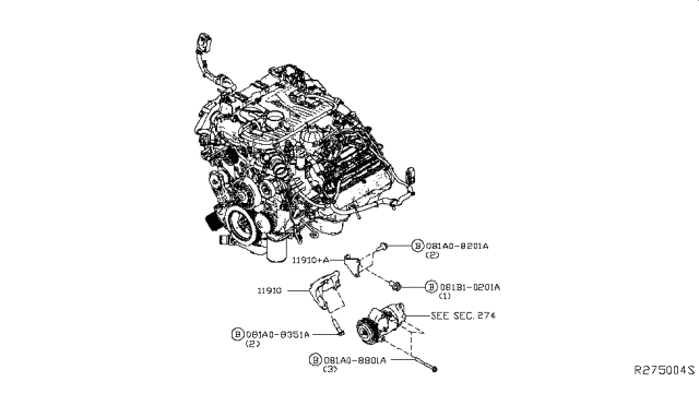 2019 Nissan Titan Compressor Mounting & Fitting Diagram 1