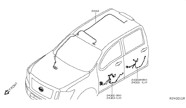 2016 Nissan Titan Harness-Front Door,RH Diagram for 24124-EZ03A