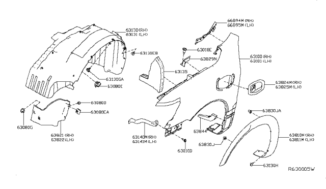 2018 Nissan Titan OVERFENDERASSY-Front,RH Diagram for 63810-EZ68A