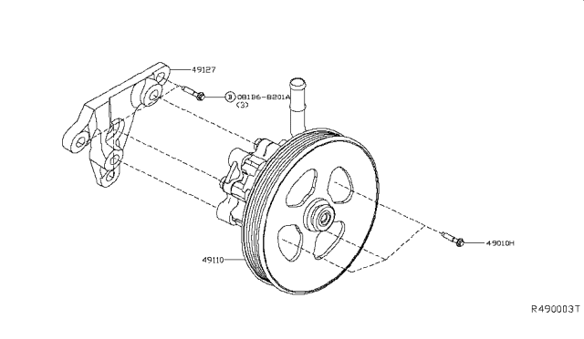 2019 Nissan Titan Pump Power Steering Diagram for 49110-EZ40A