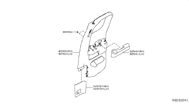 2019 Nissan Titan Rear Door Trimming Diagram 2