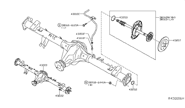 2017 Nissan Titan Axle Assy-Rear W/O Brake Diagram for 43003-EZ11B