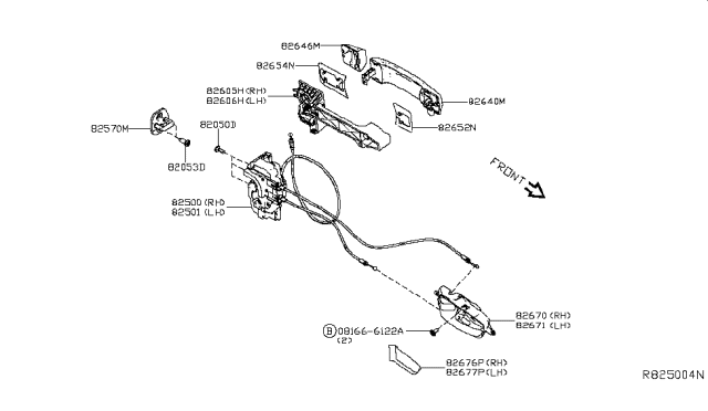 2016 Nissan Titan Rear Door Lock & Handle Diagram