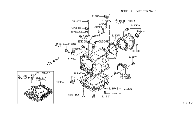 2017 Nissan Titan Torque Converter,Housing & Case Diagram 8