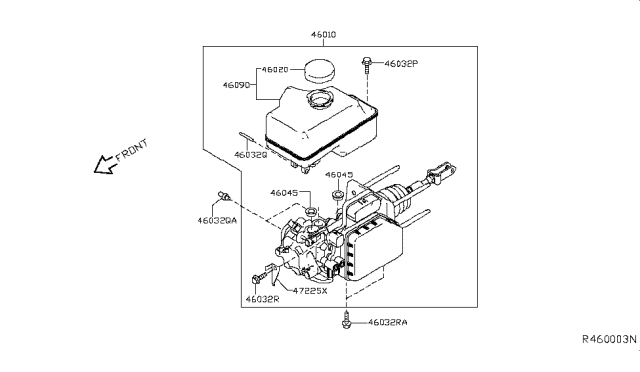 2018 Nissan Titan Cylinder Brake Master Diagram for 46010-EZ43E