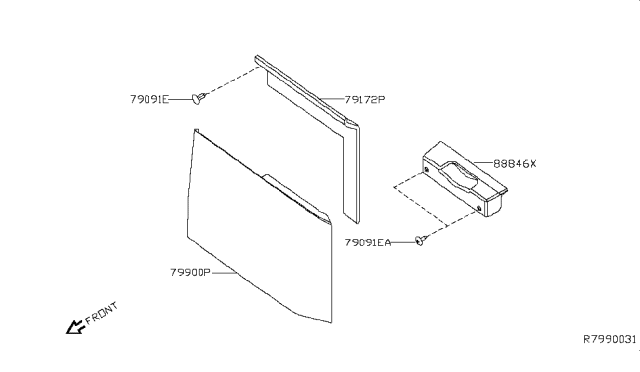 2019 Nissan Titan FINISHER Assembly-Back Panel Diagram for 79900-EZ15A