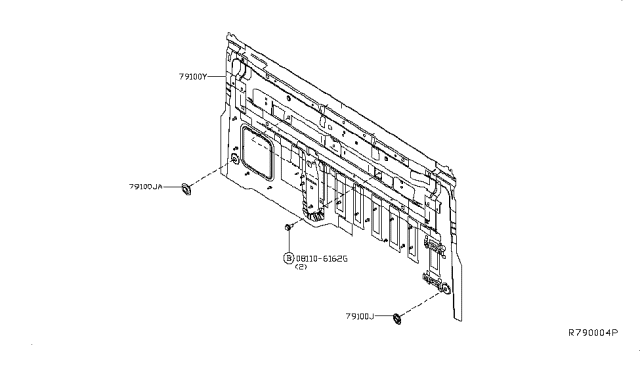 2018 Nissan Titan Rear,Back Panel & Fitting Diagram 2