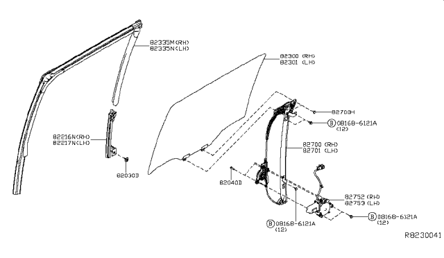 2017 Nissan Titan Rear Door Window & Regulator Diagram 1