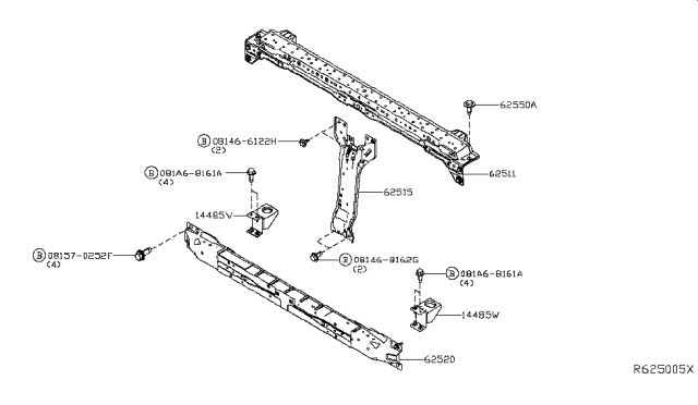 2017 Nissan Titan Support Assy-Radiator Core,Main Diagram for 62520-EZ90A