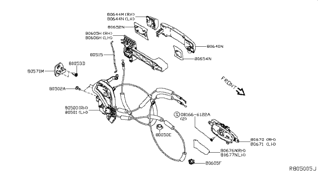 2019 Nissan Titan Front Left Door Lock Actuator Diagram for 80501-EZ00C