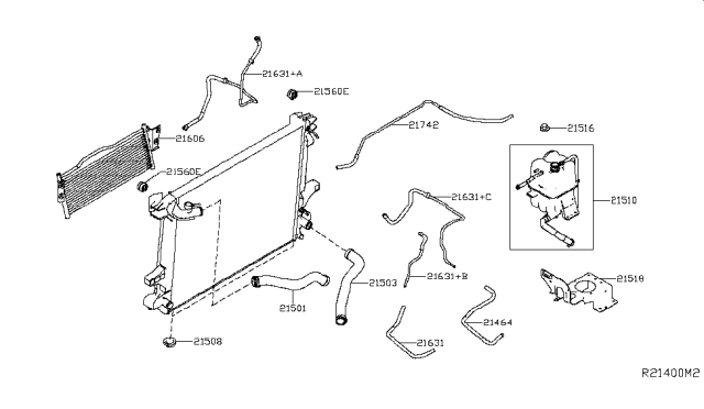 2017 Nissan Titan Hose-Oil Cooler,Auto Transmission Diagram for 21629-EZ40A