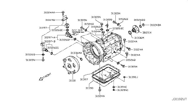 2019 Nissan Titan Torque Converter,Housing & Case Diagram 1