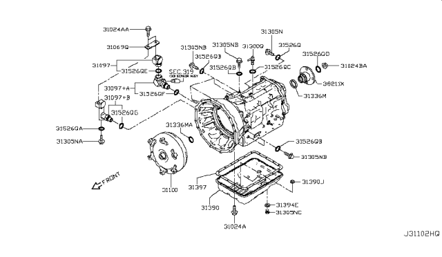 2017 Nissan Titan Bracket Diagram for 31069-EZ00B