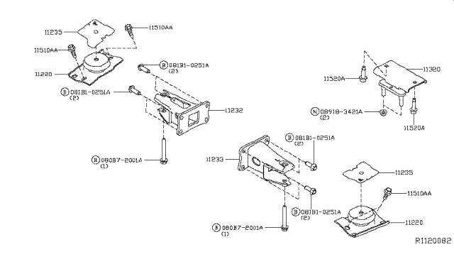 2016 Nissan Titan Engine & Transmission Mounting Diagram 5