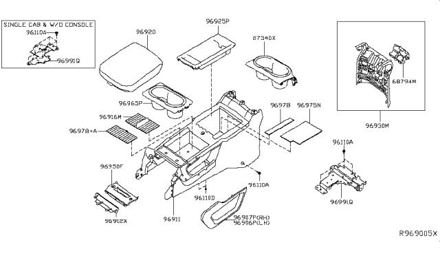 2017 Nissan Titan Body-Console Diagram for 96911-EZ10B