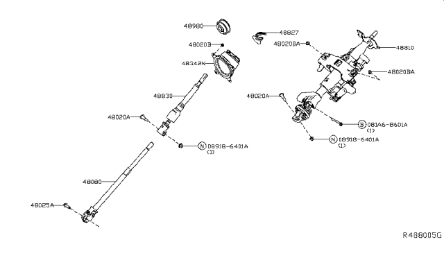 2018 Nissan Titan Column-Steering Tilt Diagram for 48810-EZ90B