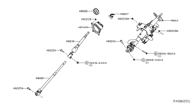 2018 Nissan Titan Cover-Column Hole Diagram for 48950-EZ00A