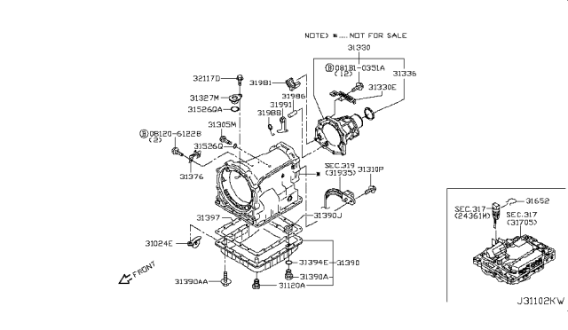 2016 Nissan Titan Torque Converter,Housing & Case Diagram 5