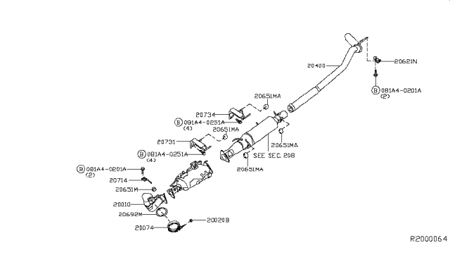 2017 Nissan Titan Exhaust Tube & Muffler Diagram 1