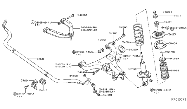 2016 Nissan Titan Nut Diagram for 54588-AD00C