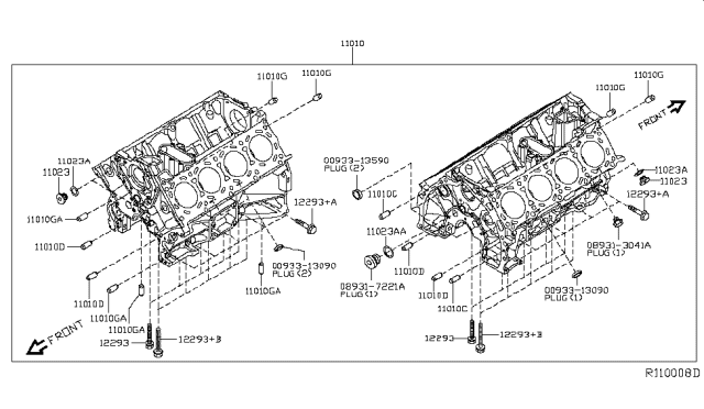 2018 Nissan Titan Bolt-Main Bearing Cap Diagram for 12293-EZ40B