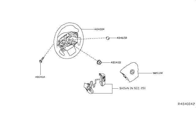 2017 Nissan Titan Steering Wheel Assembly Without Less Pad Diagram for 48430-EZ54A