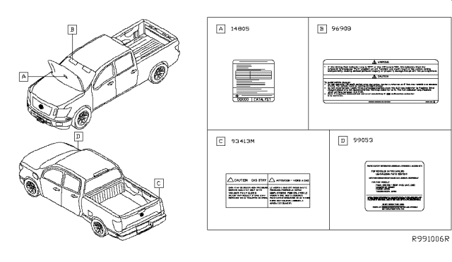 2017 Nissan Titan Caution Plate & Label Diagram