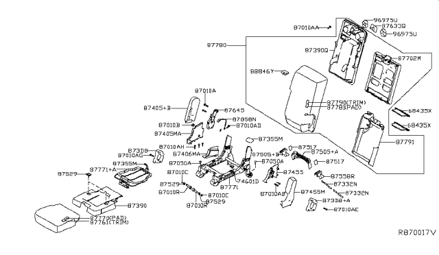 2019 Nissan Titan Sheet-Rubber,Front Seat Back Diagram for 87633-EZ00A