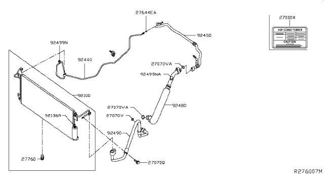 2016 Nissan Titan Label-Caution,Air Conditioner Diagram for 27090-EZ40A