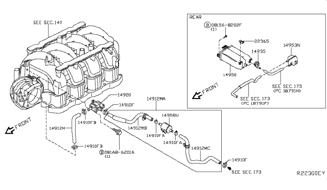 2018 Nissan Titan Tank Vacuum Diagram for 14958-JA80B