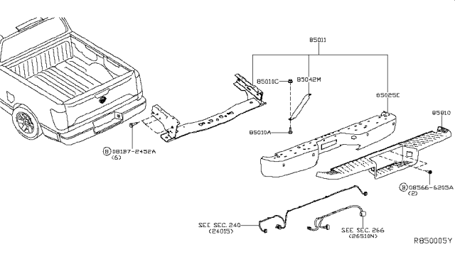 2018 Nissan Titan Bumper Diagram for 85030-EZ20A