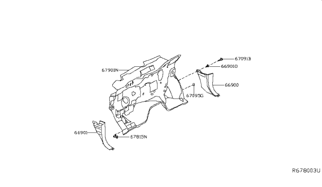 2018 Nissan Titan INSULATOR Dash Center Diagram for 67900-EZ00E