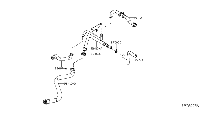 2016 Nissan Titan Hose-Heater, Outlet Diagram for 92410-EZ30C