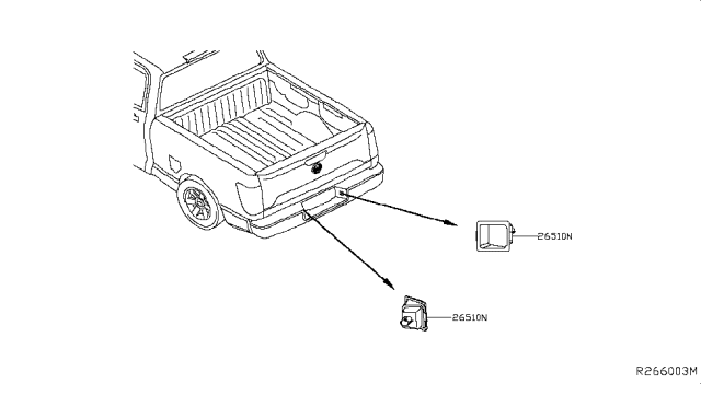 2016 Nissan Titan License Plate Lamp Assy Diagram for 26510-EZ00A