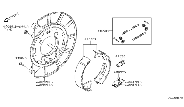 2016 Nissan Titan Plate Assy-Back,Rear Brake LH Diagram for 44030-EZ00C