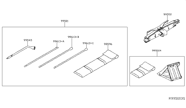 2018 Nissan Titan Jack Complete Diagram for 99550-EZ00A