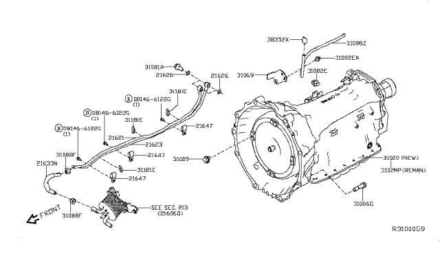 2019 Nissan Titan Auto Transmission,Transaxle & Fitting Diagram 5