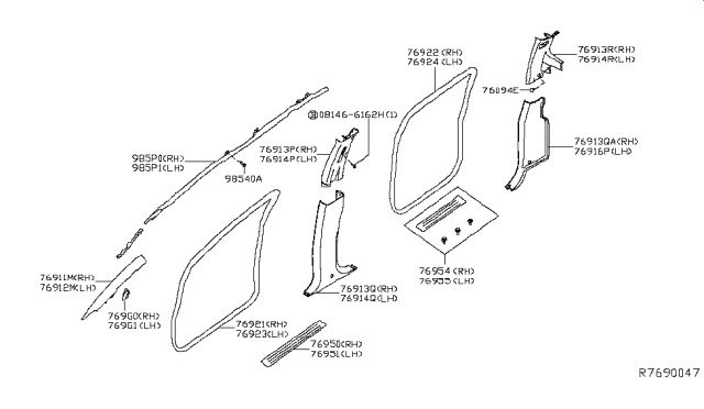 2017 Nissan Titan Body Side Trimming Diagram 1