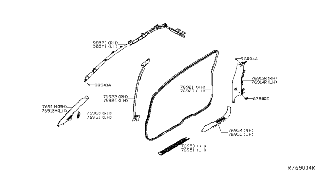 2019 Nissan Titan Body Side Trimming Diagram 4