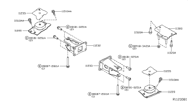 2016 Nissan Titan Engine & Transmission Mounting Diagram 4